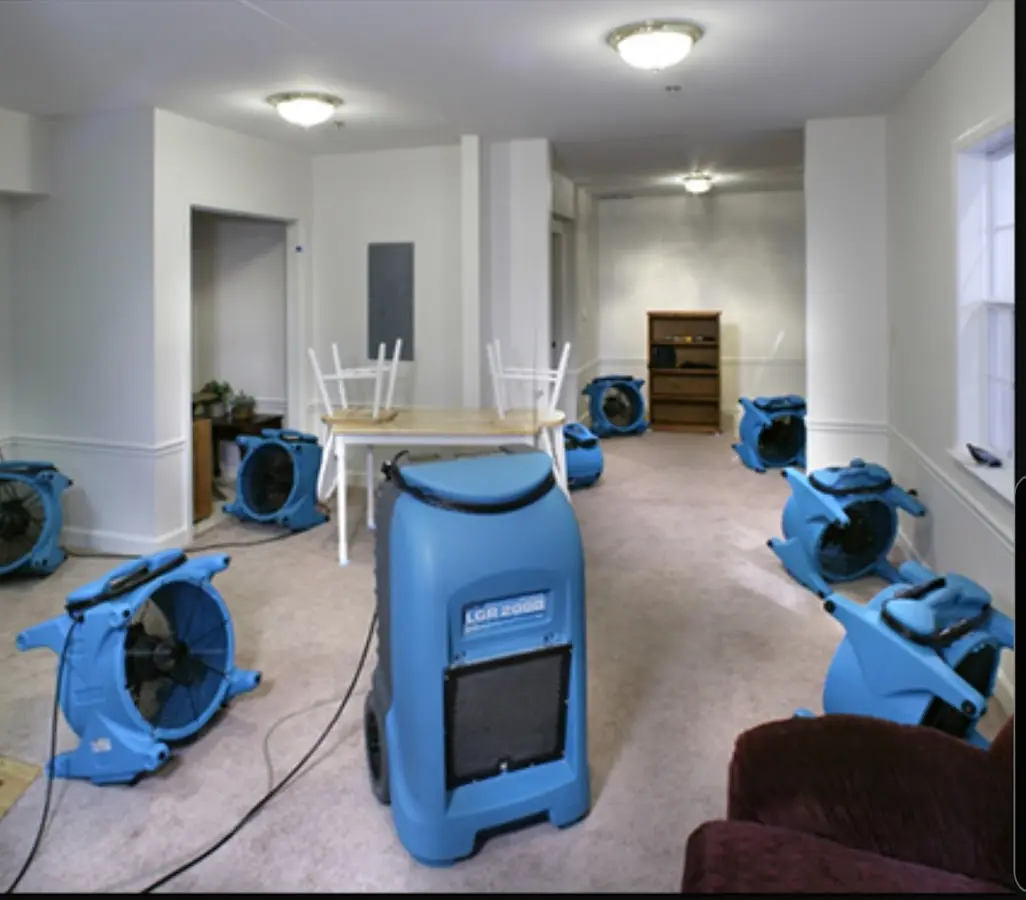 Air movers and dehumidifier setup for Water Extraction & Removal in Palmyra